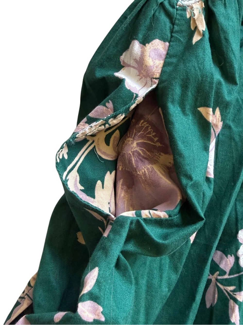 Free People Green Floral Corset Midi Dress S Cottagecore Slit Pockets Romantic - Picture 15 of 15